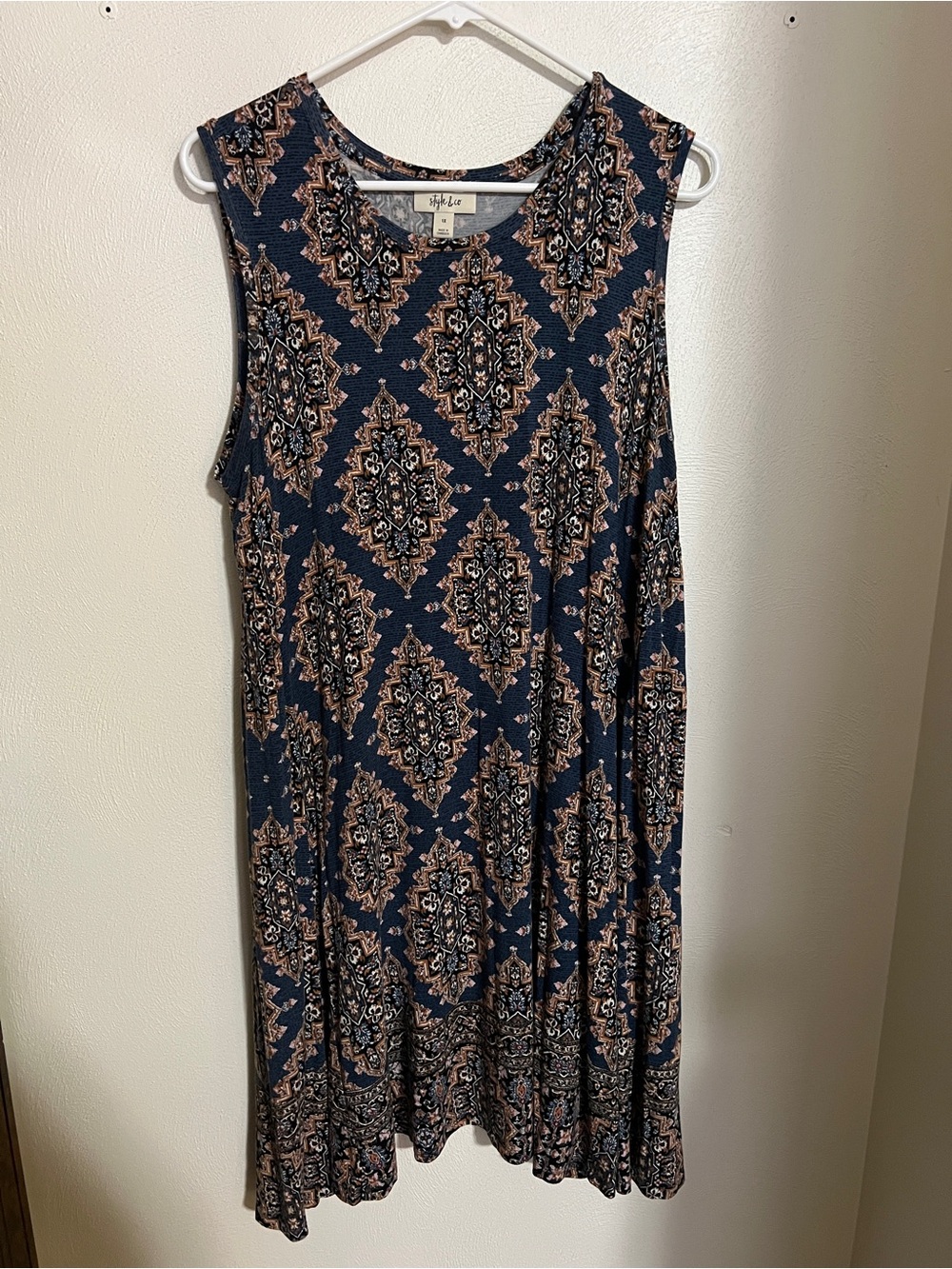 STYLE & CO Classic Lightweight Sleeveless Medallion Summer Dress Women's Sz XL